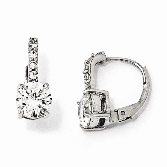 Sterling Silver Zirconia Leverback Earrings (15 mm) Sterling Silver Zirconia Leverback Earrings (15 mm)